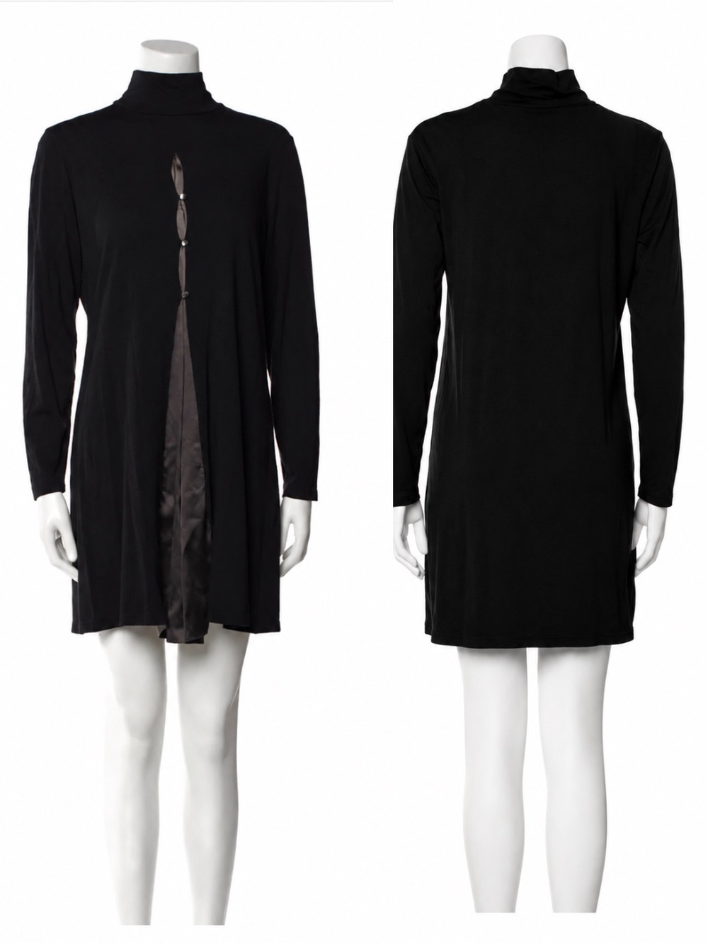 Jennifer Tattanelli Casini Black Silky Tunic Size XL Luxury Lagenlook Italian